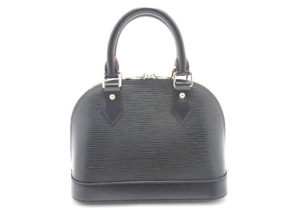 LOUIS VUITTON Alma Shoulder Bag Epi Leather Noir Black Hot Pink